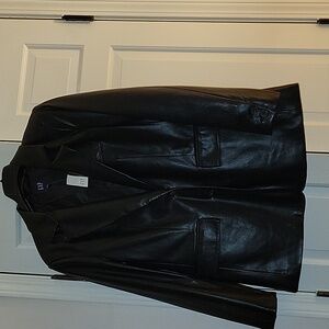 GAP Black Faux Leather Blazer Women's  Size L